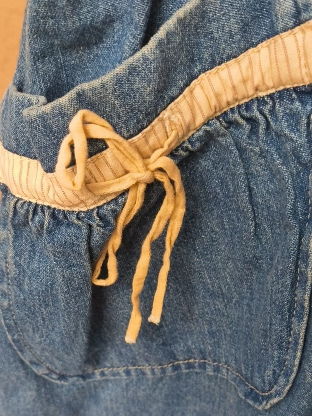 J. Jill Distressed Denim Skirt with Ruffled Lace Trim Size 12 P